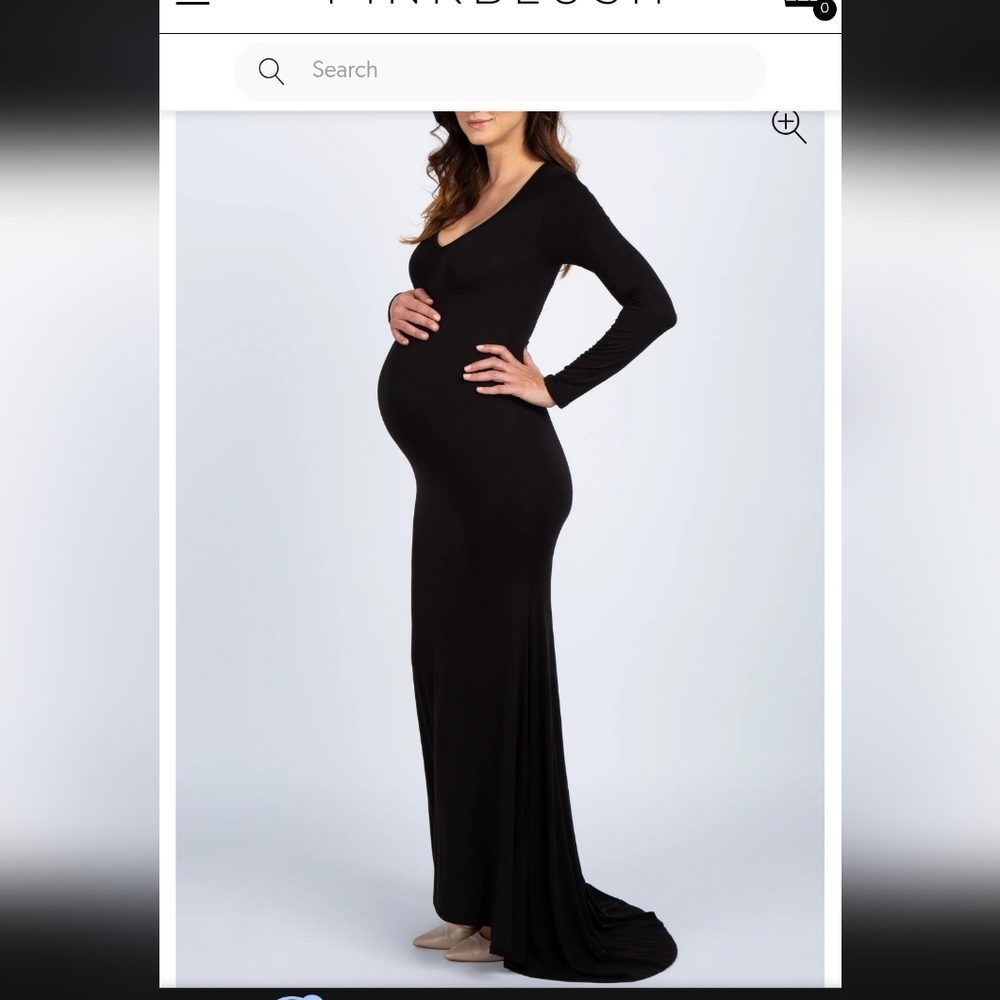 PinkBlush Black Long Sleeve Photoshoot Maternity Gown/Dress
